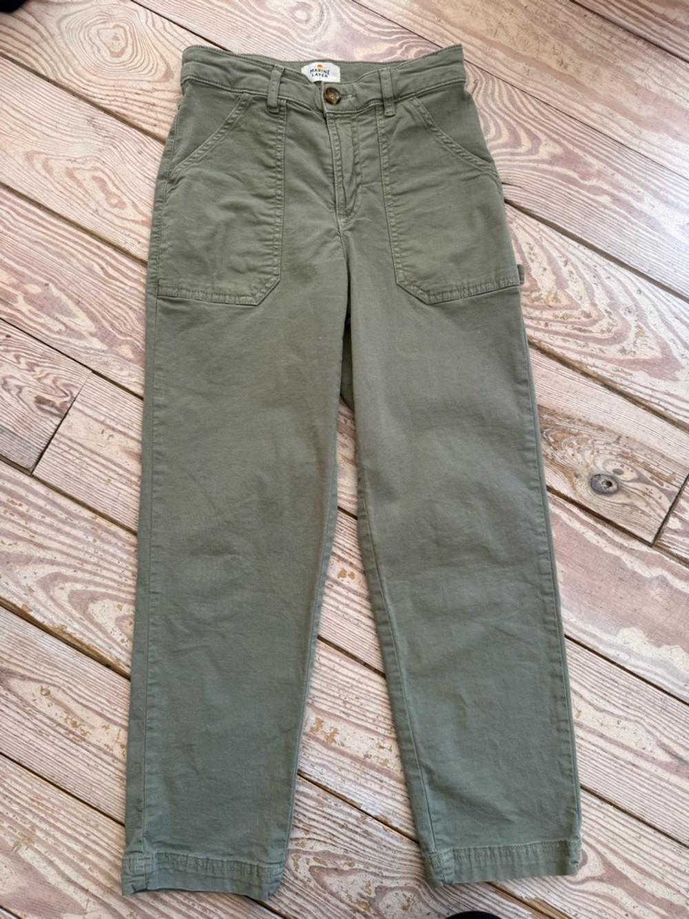 Marine Layer Aria Utility Pants in Vintage Olive size 0